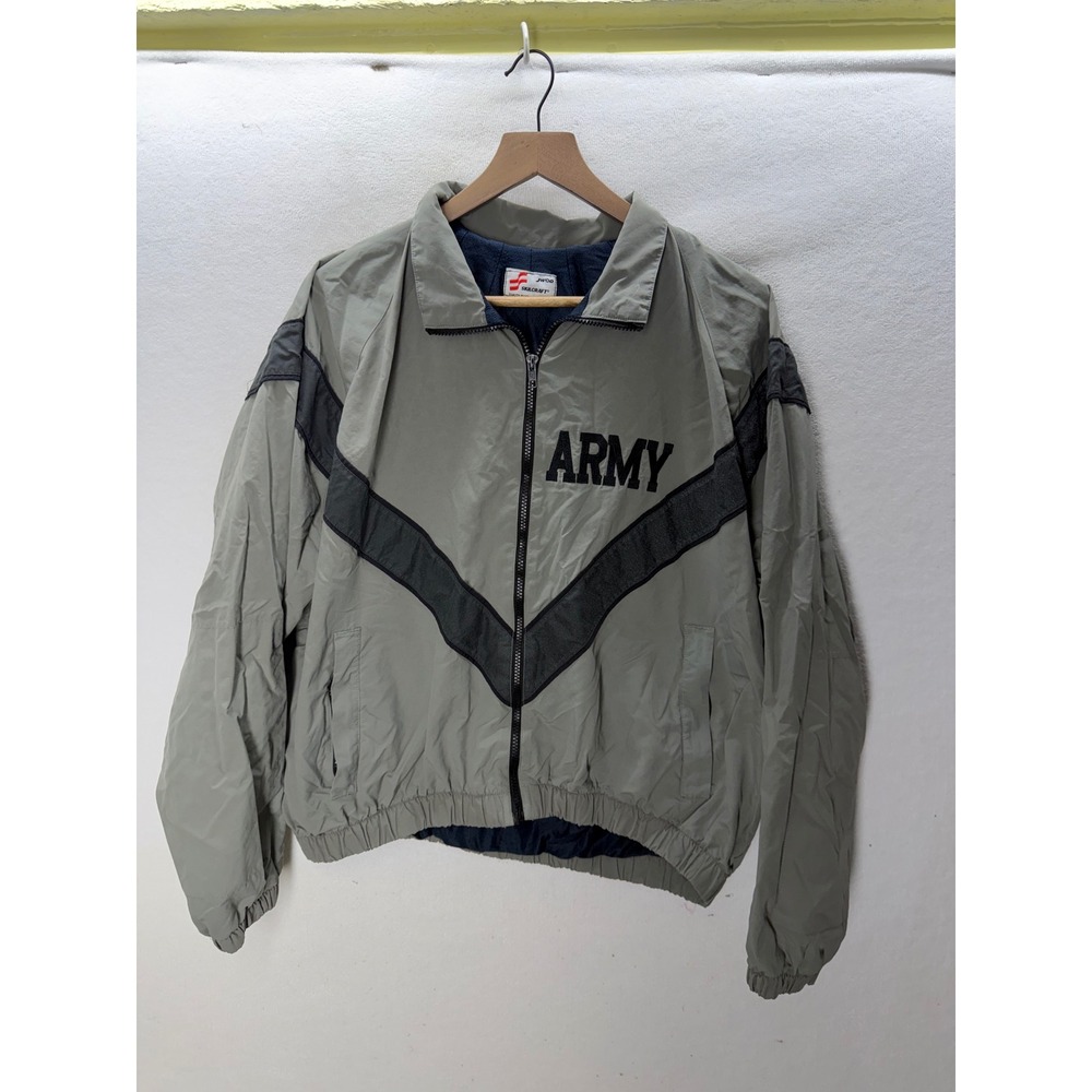 Skilcraft IPFU Training Jacket Mens XL Gray Army Chevron Windbreaker 3647